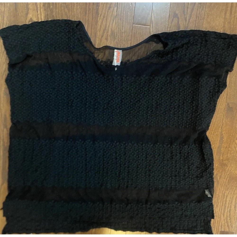 Free People Black Lace Tunic Cover Up XS Sheer Boho